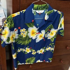 Lavish Tropical Blue Shirt with hawaian Floral Design
